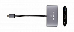 Переходник Kramer KDOCK-1 USB 3.1 тип C (вилка) на HDMI, USB 3.0 и USB 3.1 Type-C (розетка) для зарядки мобильных устройств