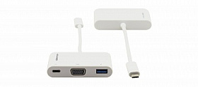 Переходник USB 3.1 Kramer ADC-U31C/M1 тип C (вилка) на VGA, USB 3.0 или USB 3.1 Type-C (розетка) для зарядки мобильных устройств